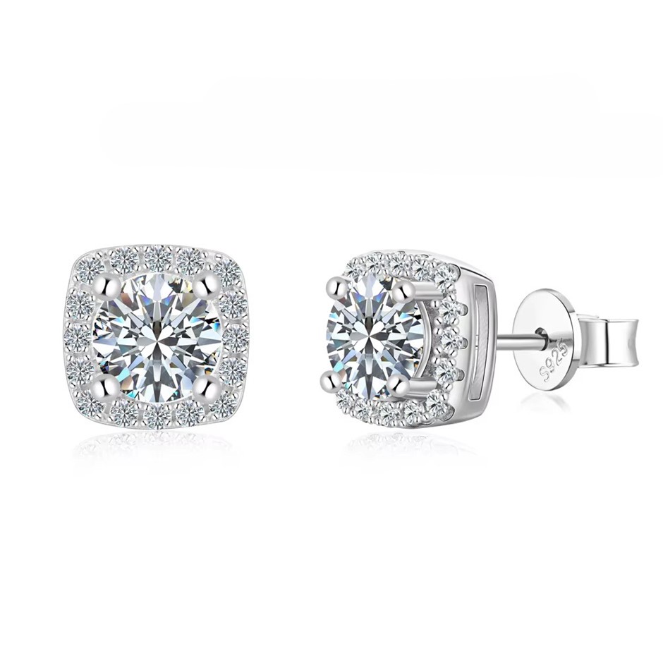1.19ct Round Lab Created Moissanite 925 Sterling Silver Earrings
