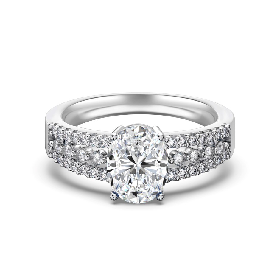 2.0ct Oval Lab Created Moissanite 925 Sterling Silver Ring - Size 8