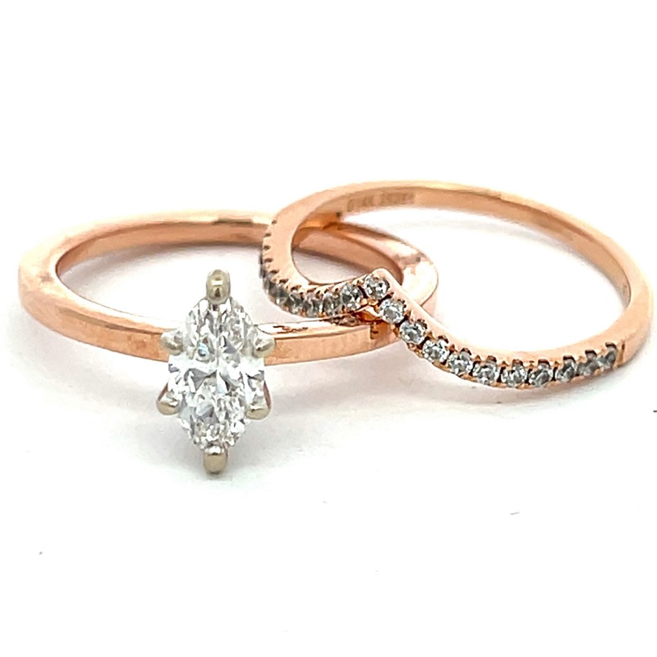 14ct Rose Gold Diamond Bridal Ring