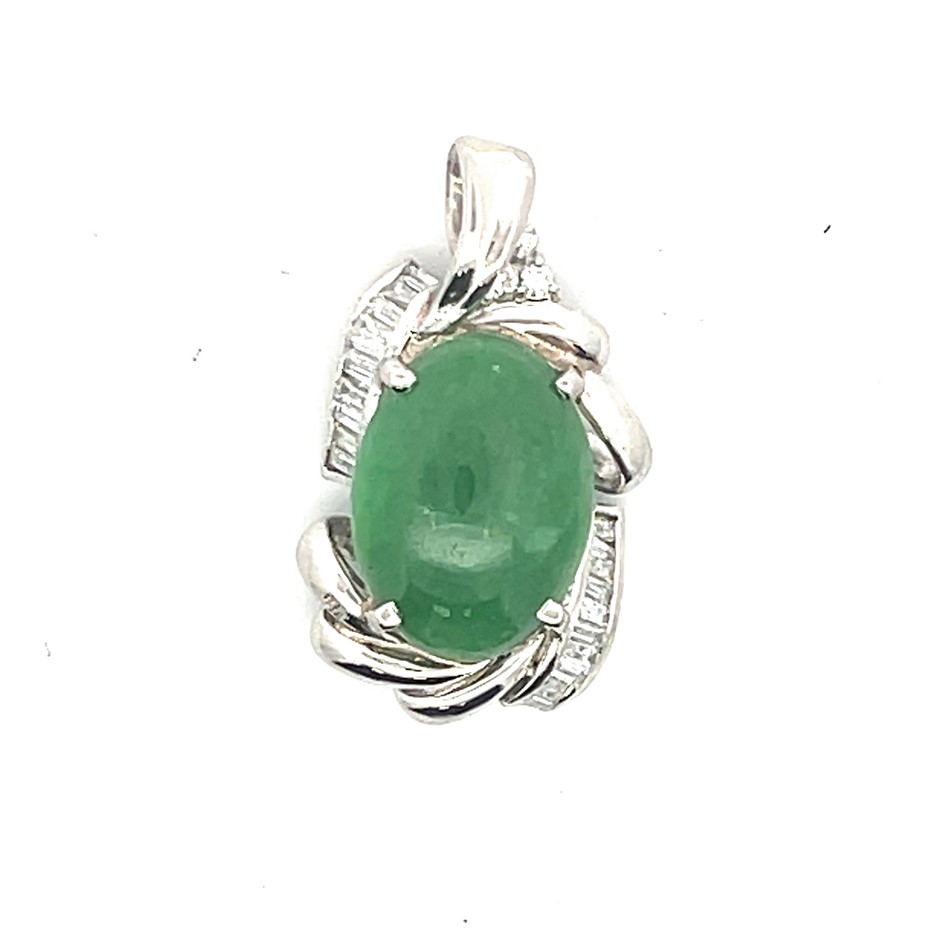 Platinum Jade And Diamond Pendant