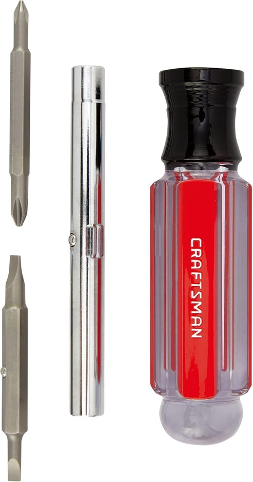 CRAFTSMAN Screwdriver Multi-Bit Set, 6 in 1, Acetate Handle.
