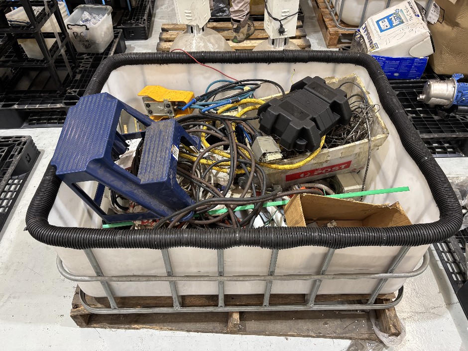 <p>Bin of Assorted Used Cables, Electrical Connectors & Miscellaneous Items