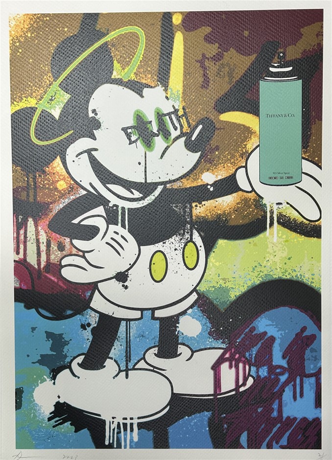 Death NYC Signed Street Art Print "Mickey Mouse/Tiffany style" Limited