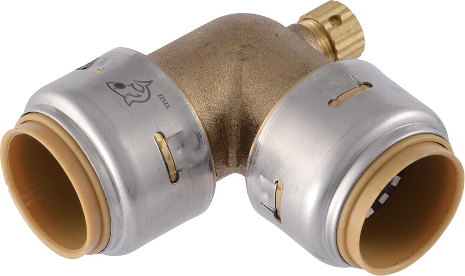 SHARKBITE Max 3/4 Inch 90 Degree Elbow with Drain Vent, Push to Connect Bra