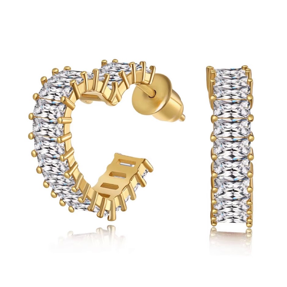 Heart 5A Cubic Zirconia Gold Filled 925 Silver Hoop Earrings