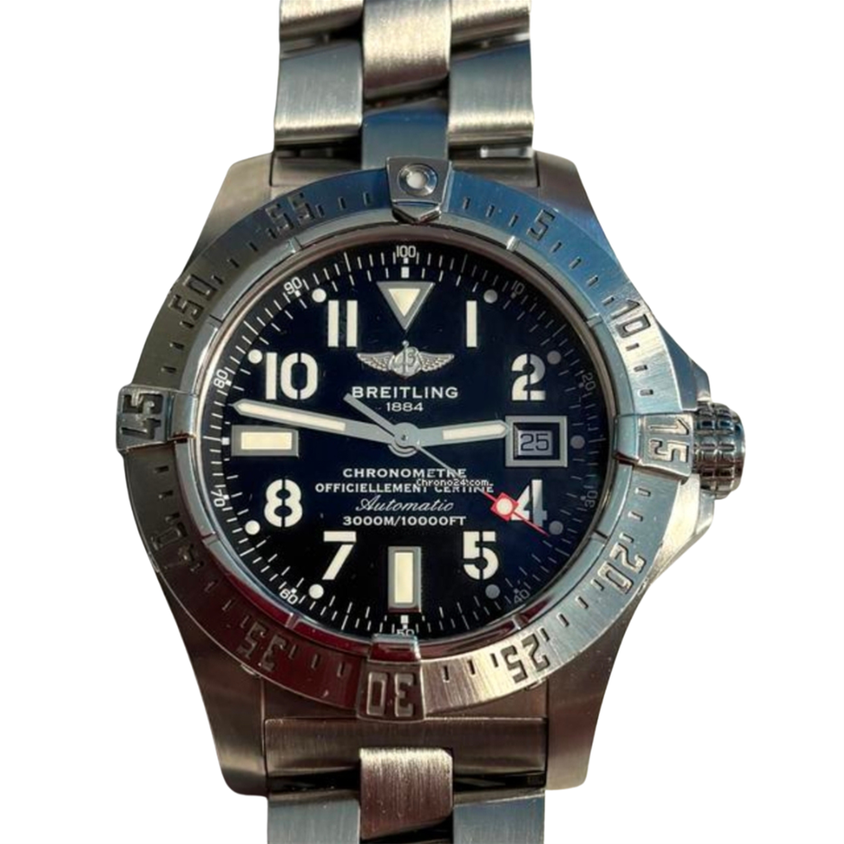 BREITLING AVENGER SEAWOLF AUTO 45MM STAINLESS STEEL A17330 BLUE WXO COA