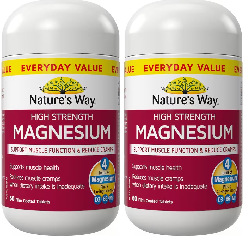 2 x Nature's Way High Strength Magnesium 60 Tablets EXP 03/2028