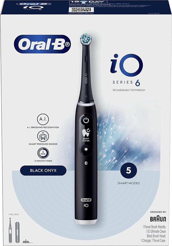 Oral-B iO Series 6 Gentle Clean Electric Toothbrush with A.I. Connectivity,