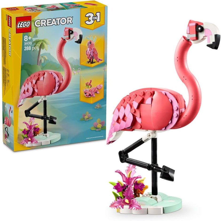 LEGO Creator 3in1 Wild Animals: Pink Flamingo Toy - Transforms into a Cocka
