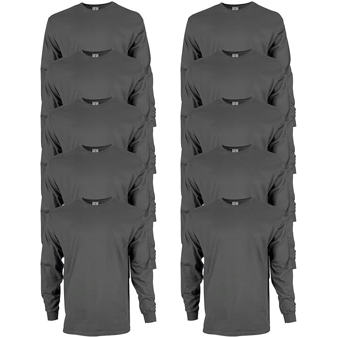 GILDAN Men's Ultra Cotton Long Sleeve T-Shirt, Style G2400, Multipack, Char
