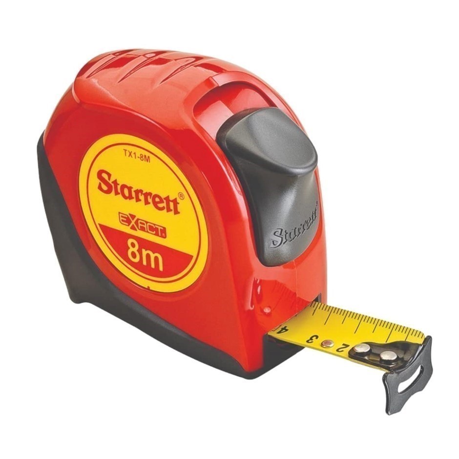 STARRETT TX Exact ABS Plastic 8M Tape Measure. Model KTX1-8M-N.