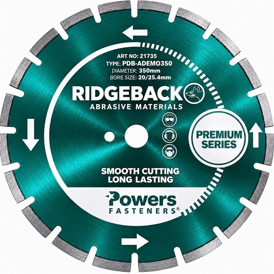 POWERS RIDGEBACK 350mm Premium Series Diamond Segmented Abrasive Blade - Gr