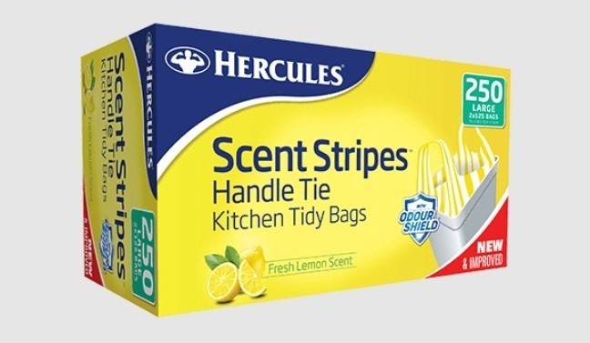 HERCULES Handle Tie Kitchen Tidy Bags, 250 Count, Fresh Lemon Scent, NB: Da