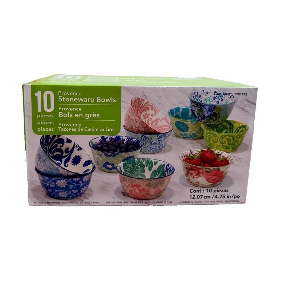 SIGNATURE 10pc Provence Stoneware Bowls. NB: 1 x chipped.