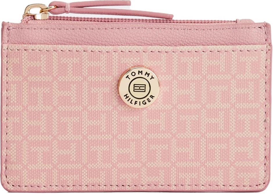 TOMMY HILFIGER Women's Mimi Zip Credit Card Wallet, Pink, One Size RRP $99
