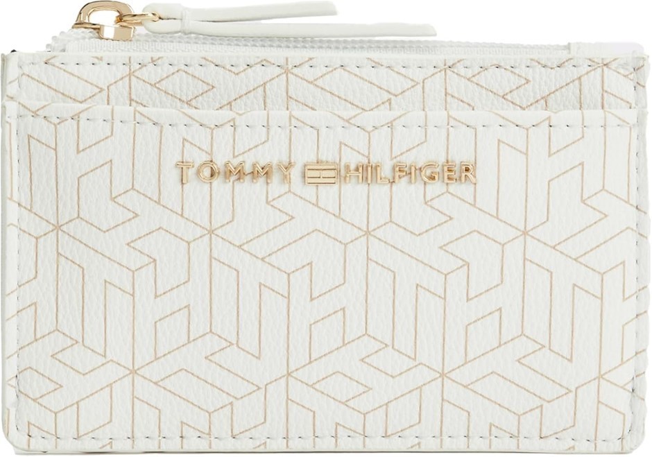 TOMMY HILFIGER Women's Mimi Zip Credit Card Wallet, White, RFID Blocking, S