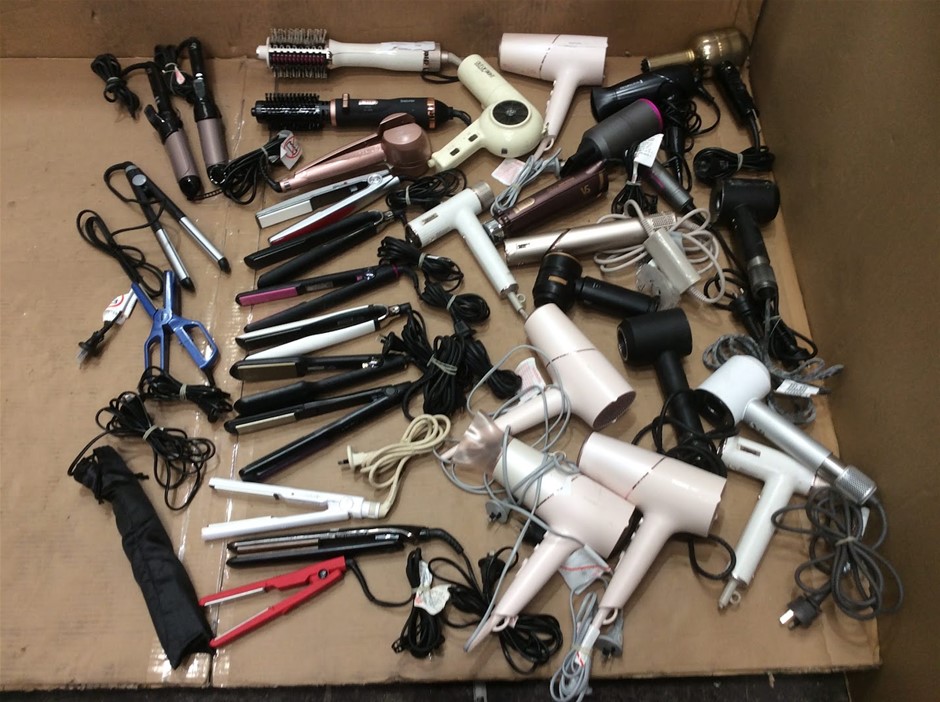 Mixed Brand Hair Dryers, Hair Straighteners And Styling Tools Lot
