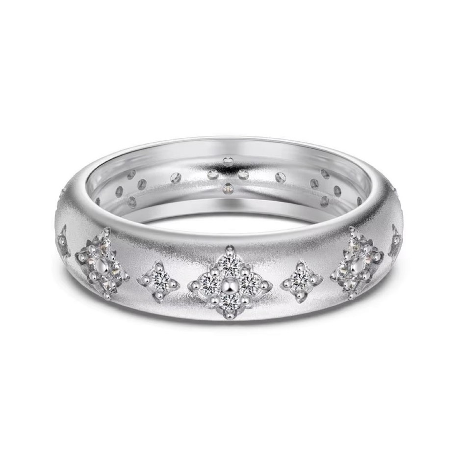 5A Cubic Zirconia Band 925 Sterling Silver Ring - Size 9