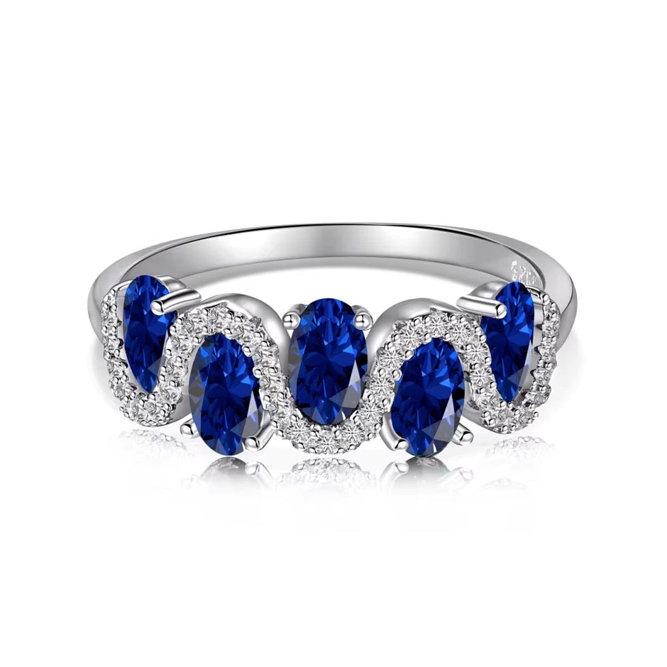 0.25ct Wave Shape 5A Cubic Zirconia 925 Sterling Silver Ring - Size 8