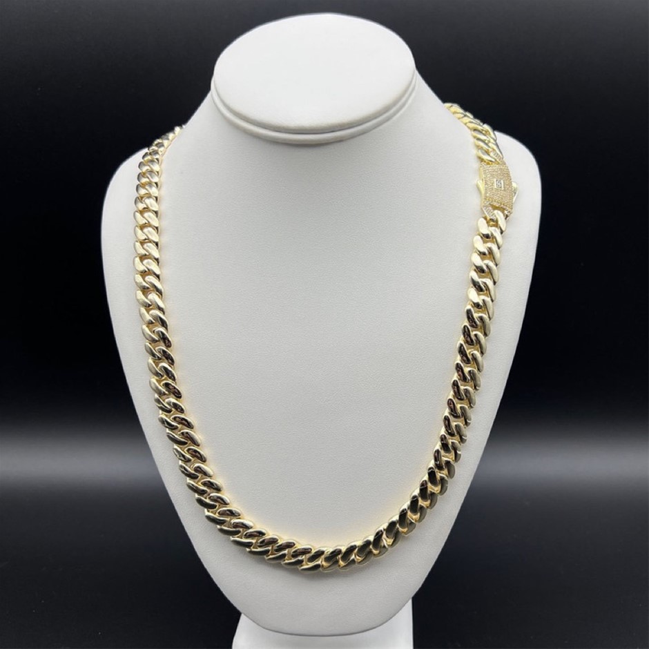 14K Gold-Filled Necklace, AAA Cubic Zirconias,10MM Wide - 60.9cm