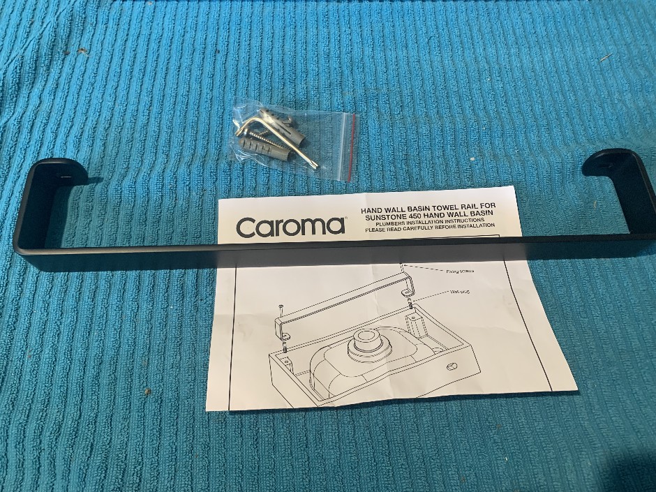 6 x Caroma Hand Wall Basin Towel Rail, 450mm, Black (Unused)