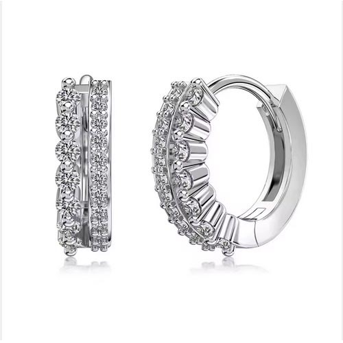 925 Sterling Silver 5A Cubic Zirconia Hoop Earrings