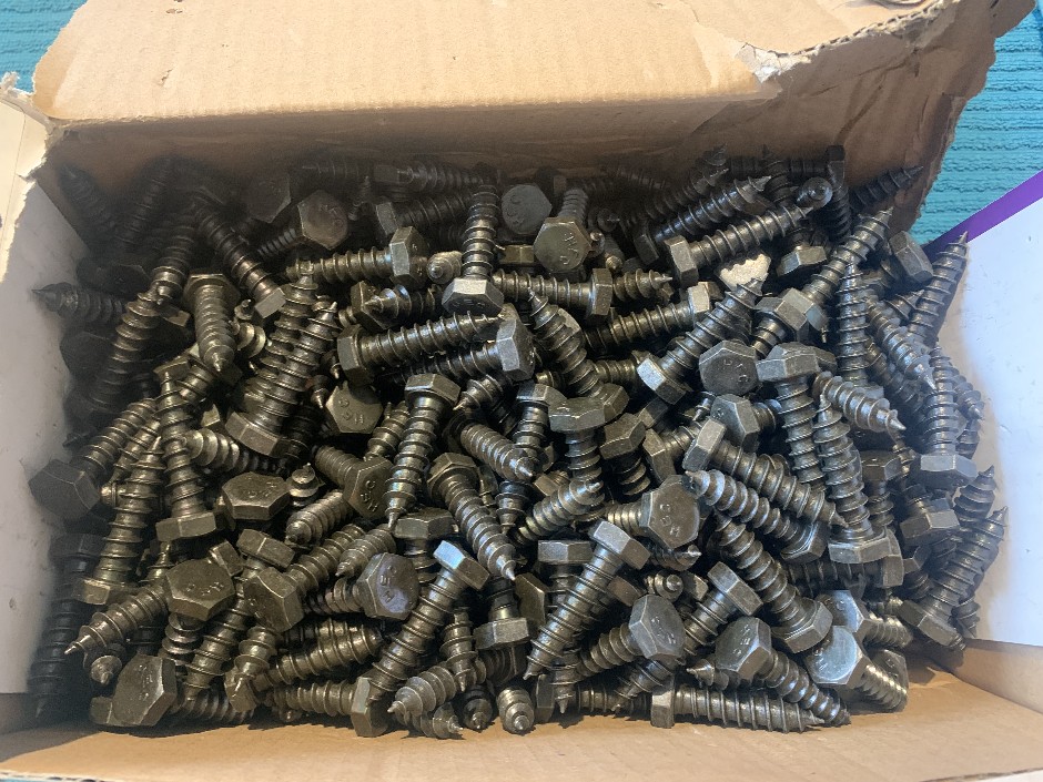 Large Quantity of Coach Screws, M10 x 40mm, Black (Unused)
