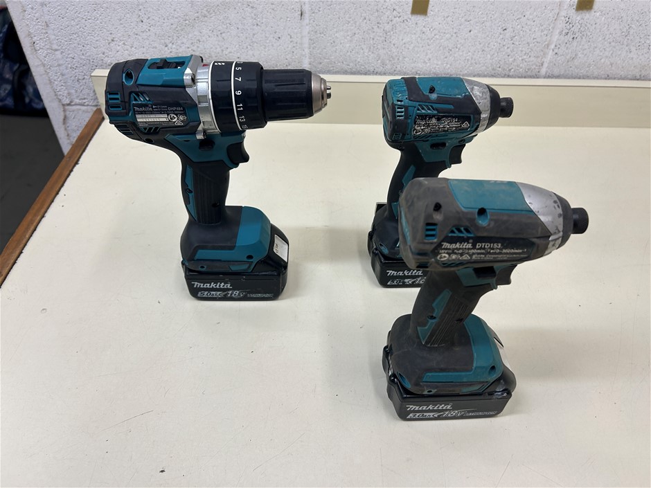 3 x MAKITA Cordless Power Tools with batteries including