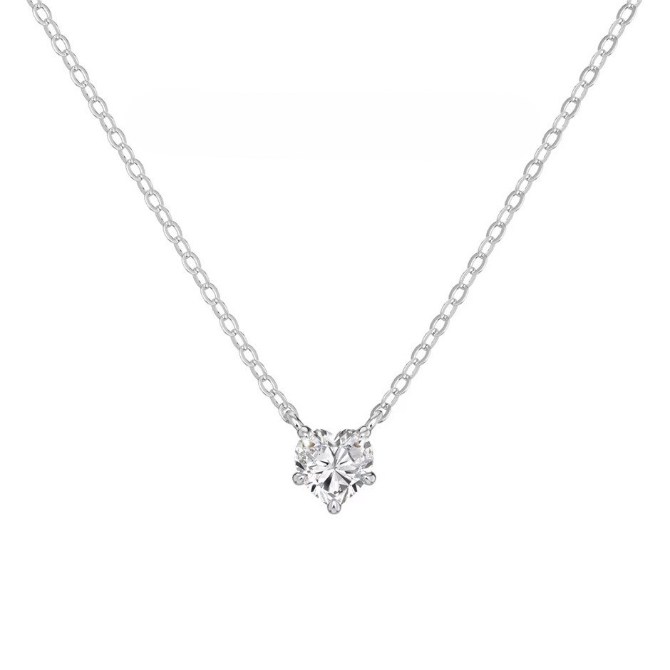 0.80ct Heart Lab Created Moissanite 925 Silver Pendant Necklace