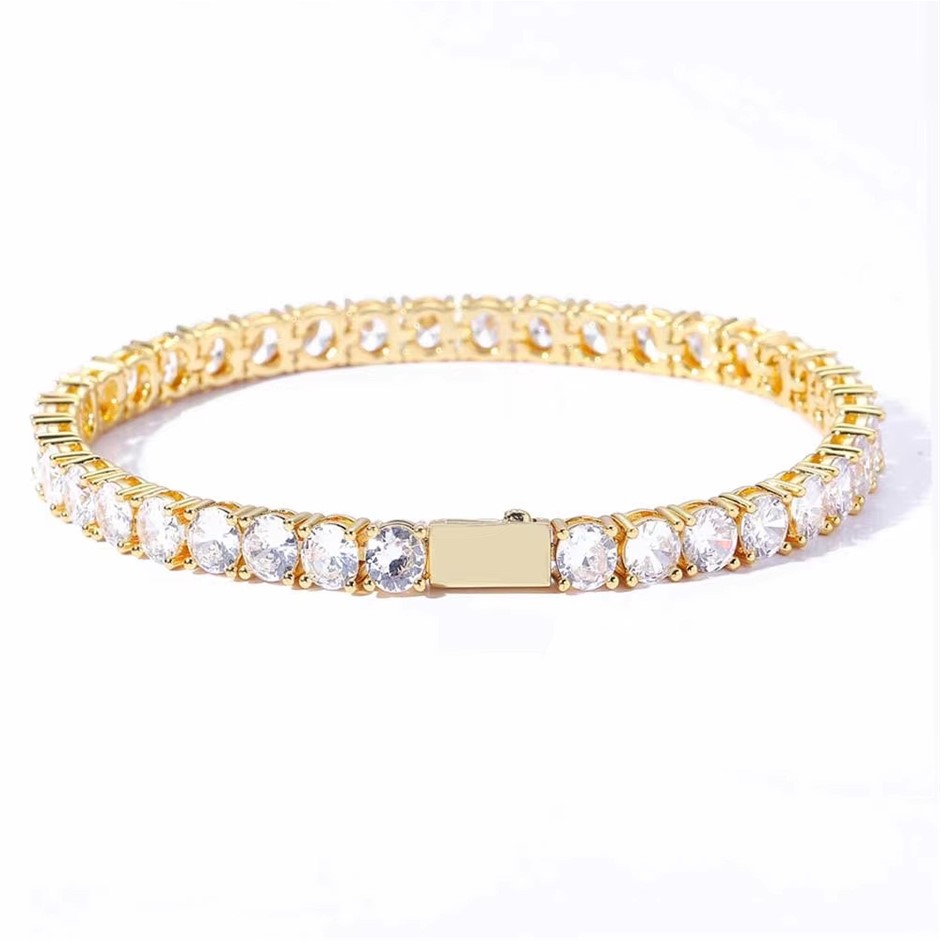 18K Gold-Filled 3mm Tennis Bracelet with AAA Cubic Zirconias - 17.8cm