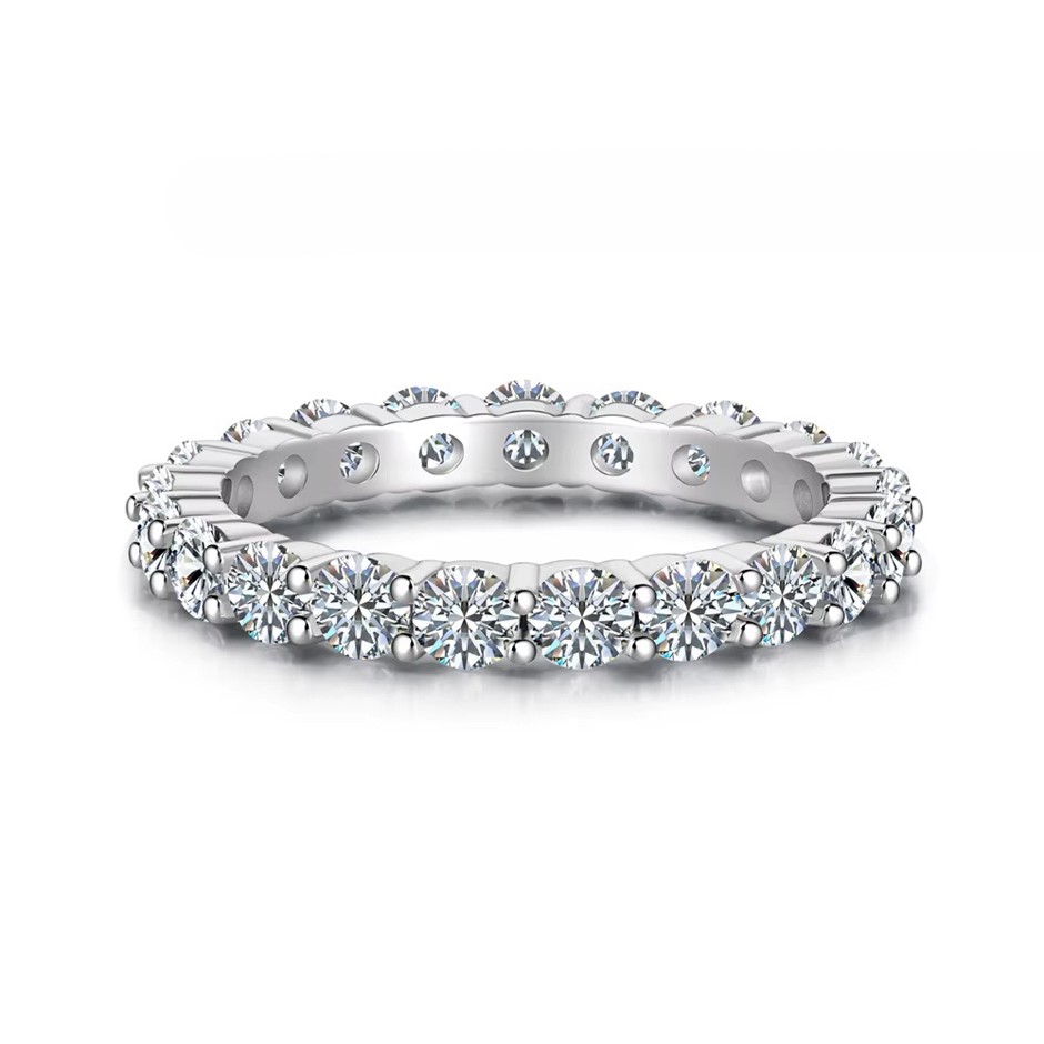1.90ct Round Lab Created Moissanite 925 Silver Band Ring - Size 7