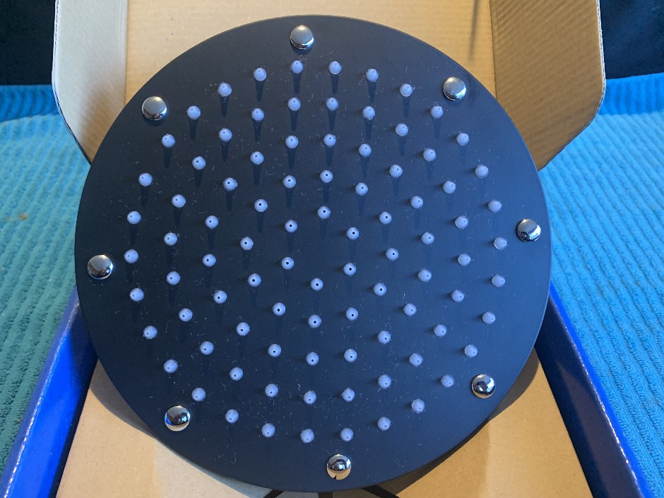 2 x Round 200mm Shower Heads, Black (Unused)