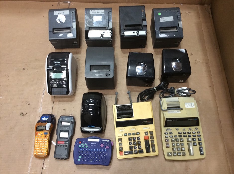 Mixed Label Printers, Receipt Printers & Calculators (Lot of 14)