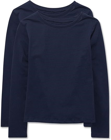 THE CHILDREN'S PLACE 2pack Girl's Basic Long Sleeve Layering Tees, XL, Tida