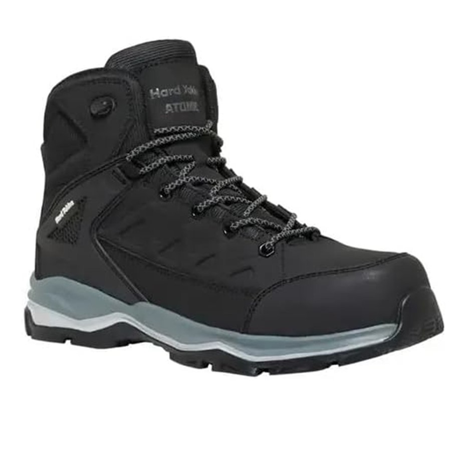 HARD YAKKA Men's Atomic Hybrid Lace Up and Side Zip Safety Boot, Black, AU