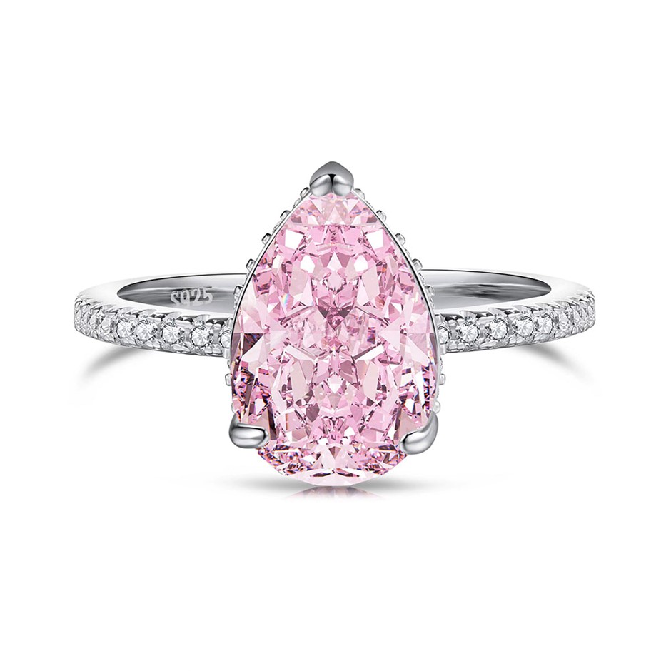 2.75ct Pear 8A Cubic Zirconia 925 Sterling Silver Ring - Size 9