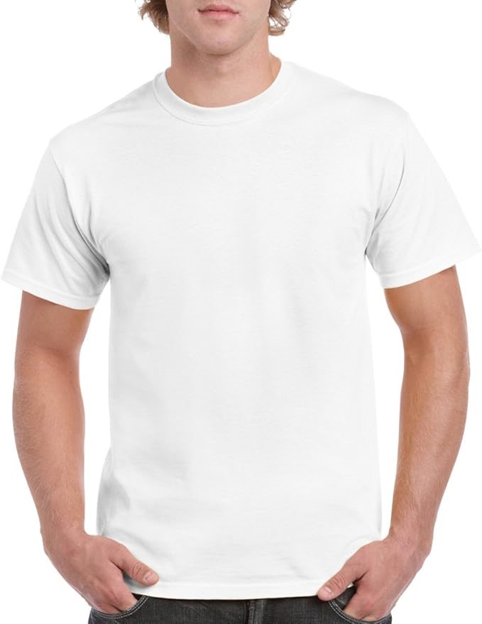 Gildan 5pcs T-Shirt White Blank Plain tee Men's Heavy Cotton Premium (Smal