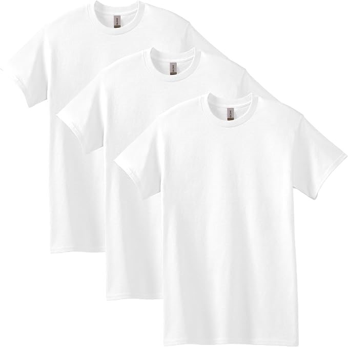 Gildan 2 pack Unisex Adult Heavy Cotton T-Shirt, Style G5000, 3XL White. NB