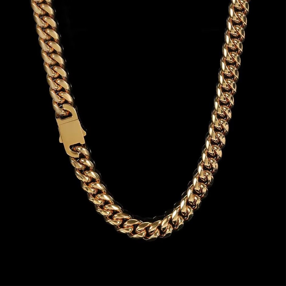 18K Gold-Filled Cuban Link Chain Necklace, 8MM Wide - 60.9cm