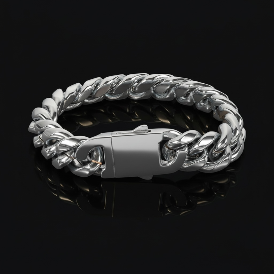 Silver-Filled Cuban Link Chain Bracelet, 16MM Wide - 20.3cm