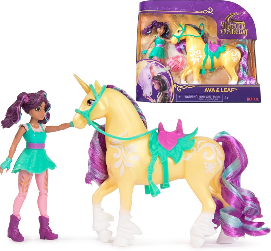 2 X UNICORN ACADEMY Ava & Leaf Set with 2 Riding Accessories