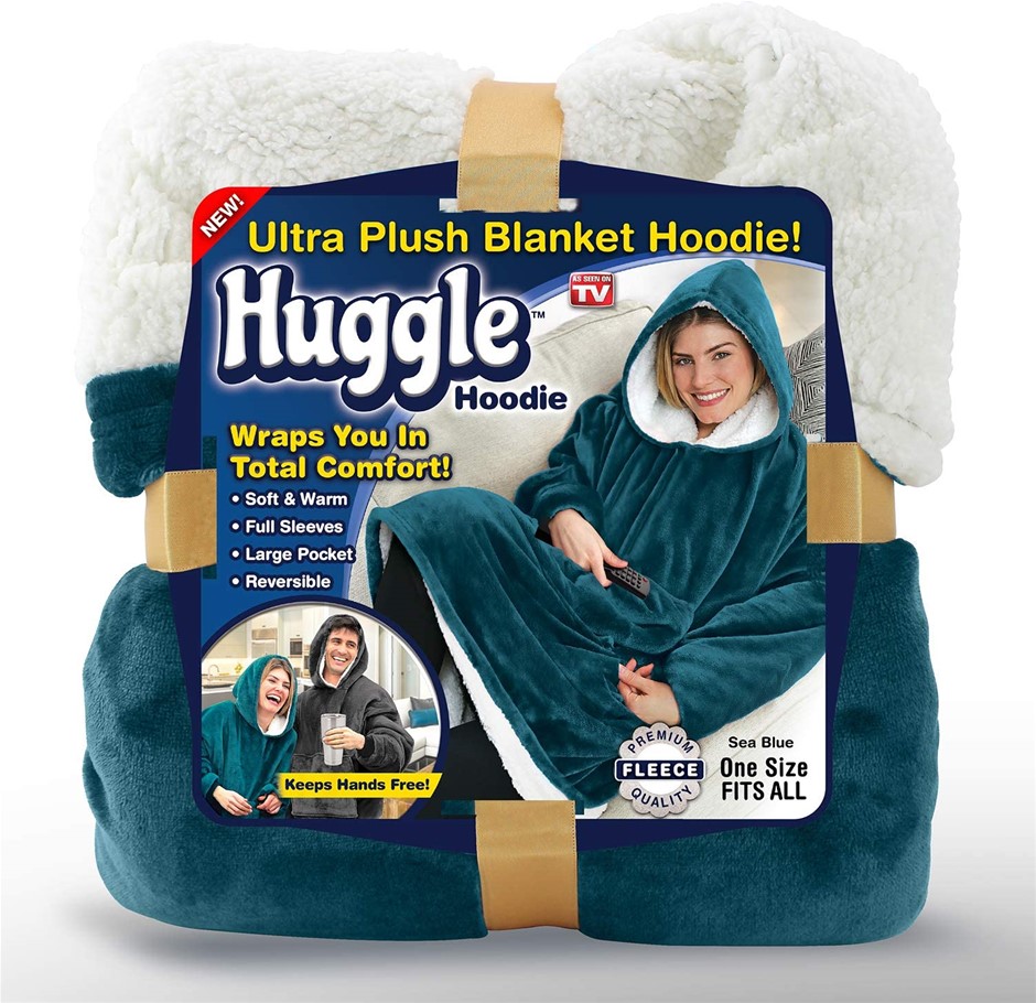 2 X ONTEL Huggle Hoodie Ultra Plush Blanket Hoodie, One Size Fits All, Loud