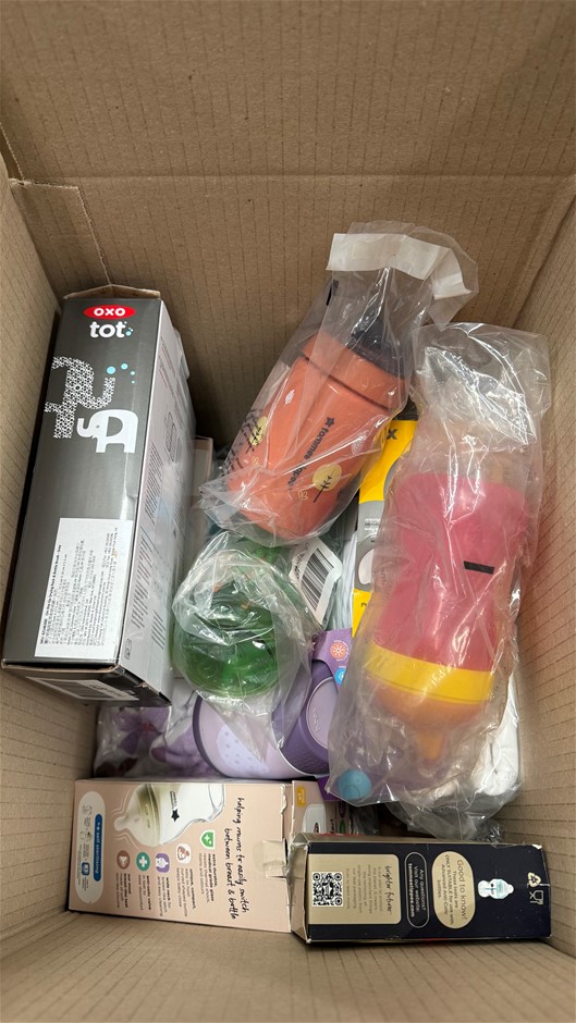 Assorted Baby Items including: Tommee Tippee Bottles, 3M Disney Clothing, M