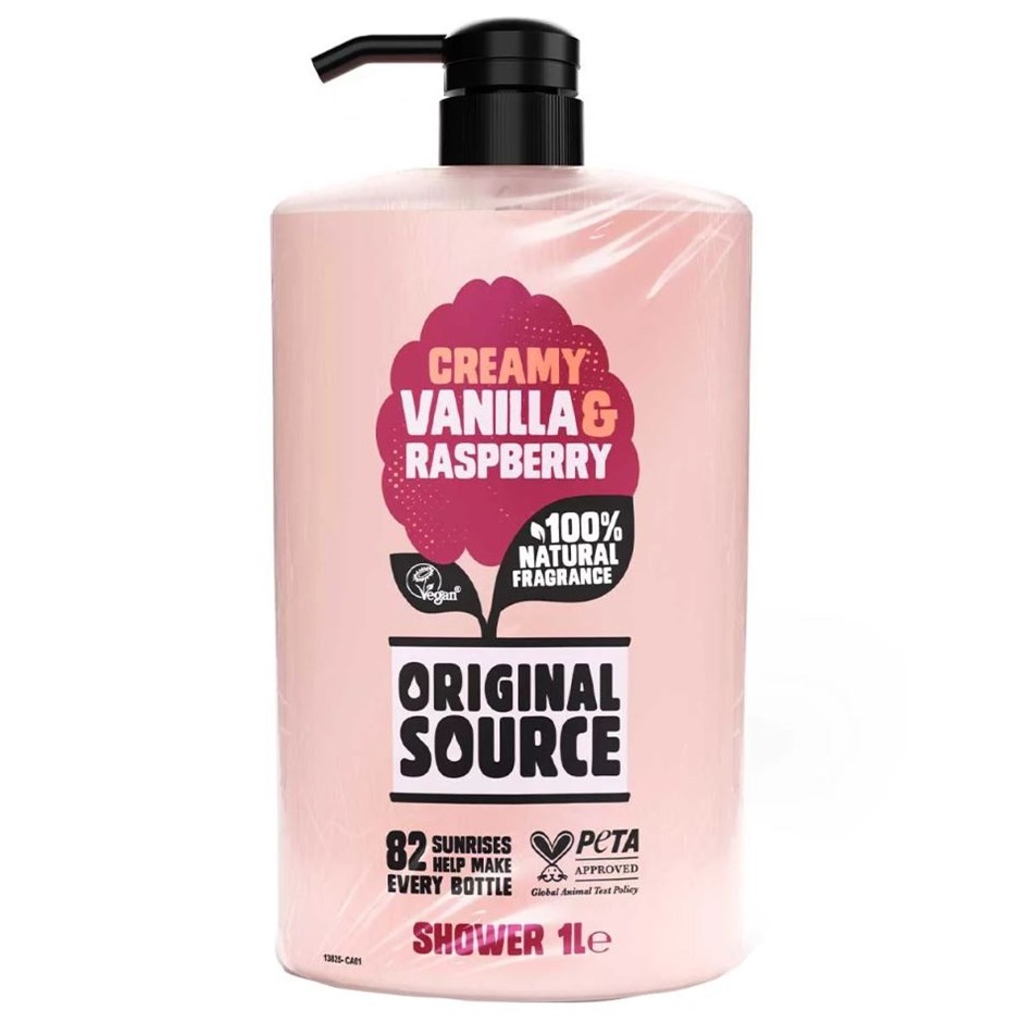 3 x ORIGINAL SOURCE Creamy Vanilla & Raspberry Body Wash, 1L. N.B: Unlocked