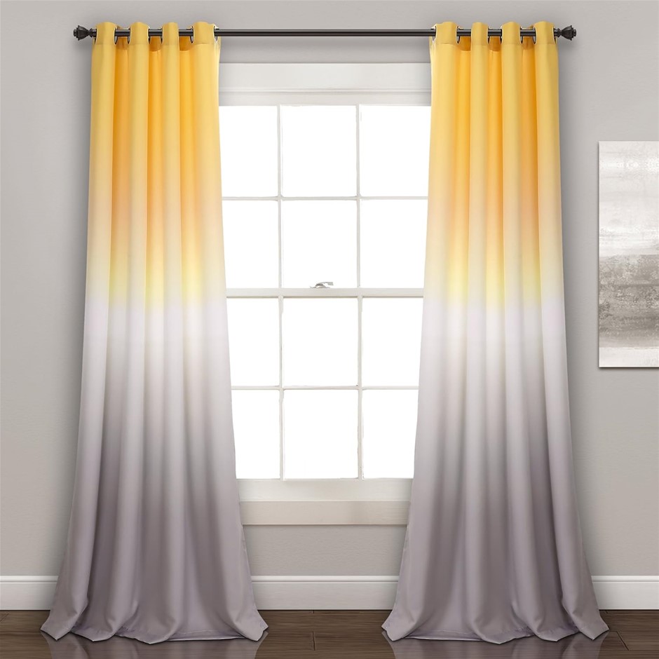 LUSH DECOR Ombre Fiesta Curtains Light Filtering Window Panel Set For Livin