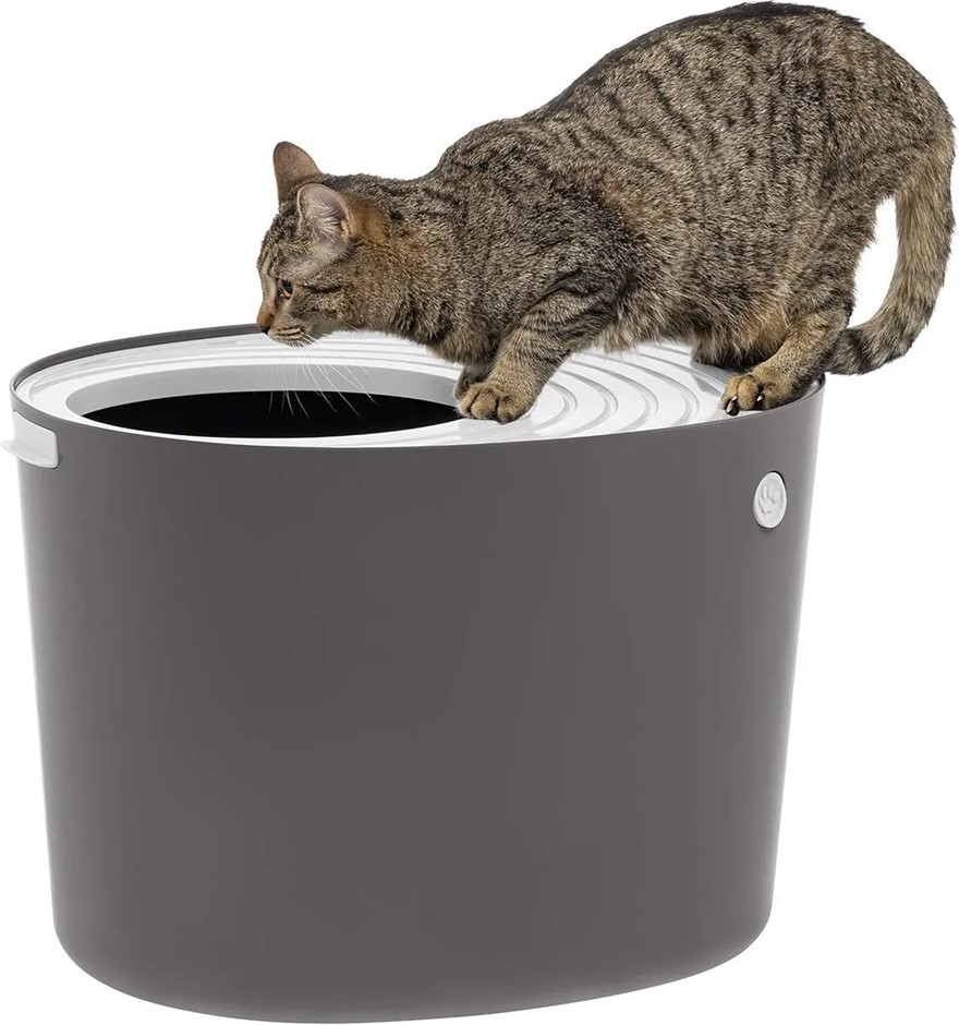 IRIS Top Entry Cat Litter Box, Dark Gray/White. NB: not in orig box