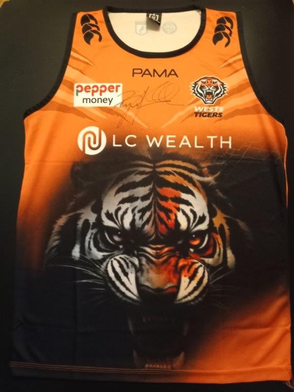 BENJI MARSHALL SIGNED WESTS TIGERS SINGLET