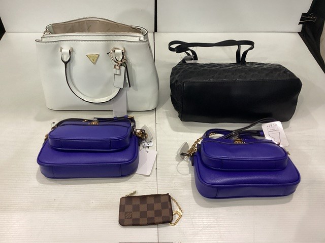 Assorted Guess Handbags And Louis Vuitton Purse
