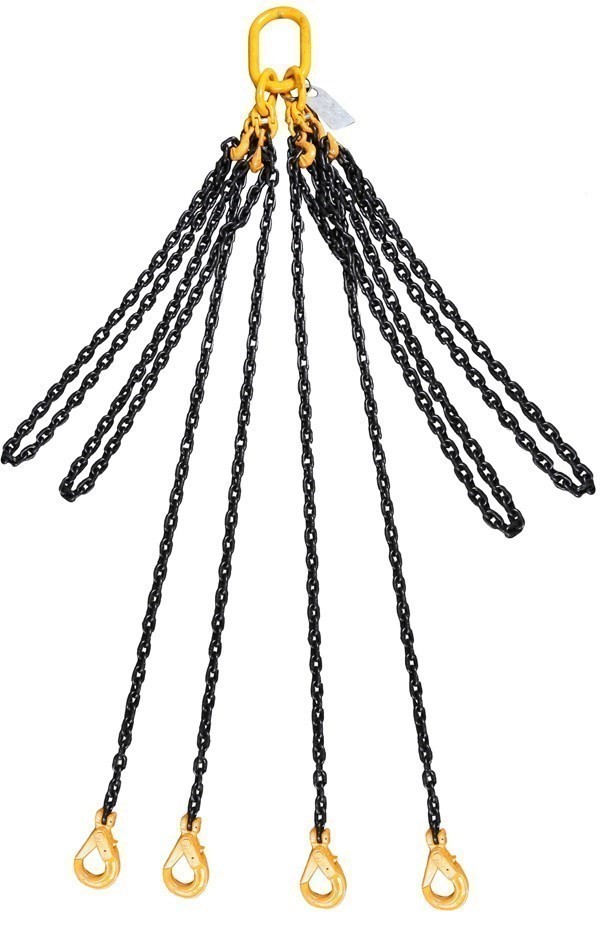 Lifting Chain Sling, 4Leg, WLL 3500kg, 8mm Chain x 3M c/w Clevis Self Locki