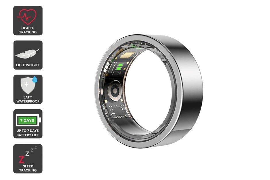 KOGAN Aura Smart Ring (Silver, Size 12). NB: Minor use, powers on, & no fur